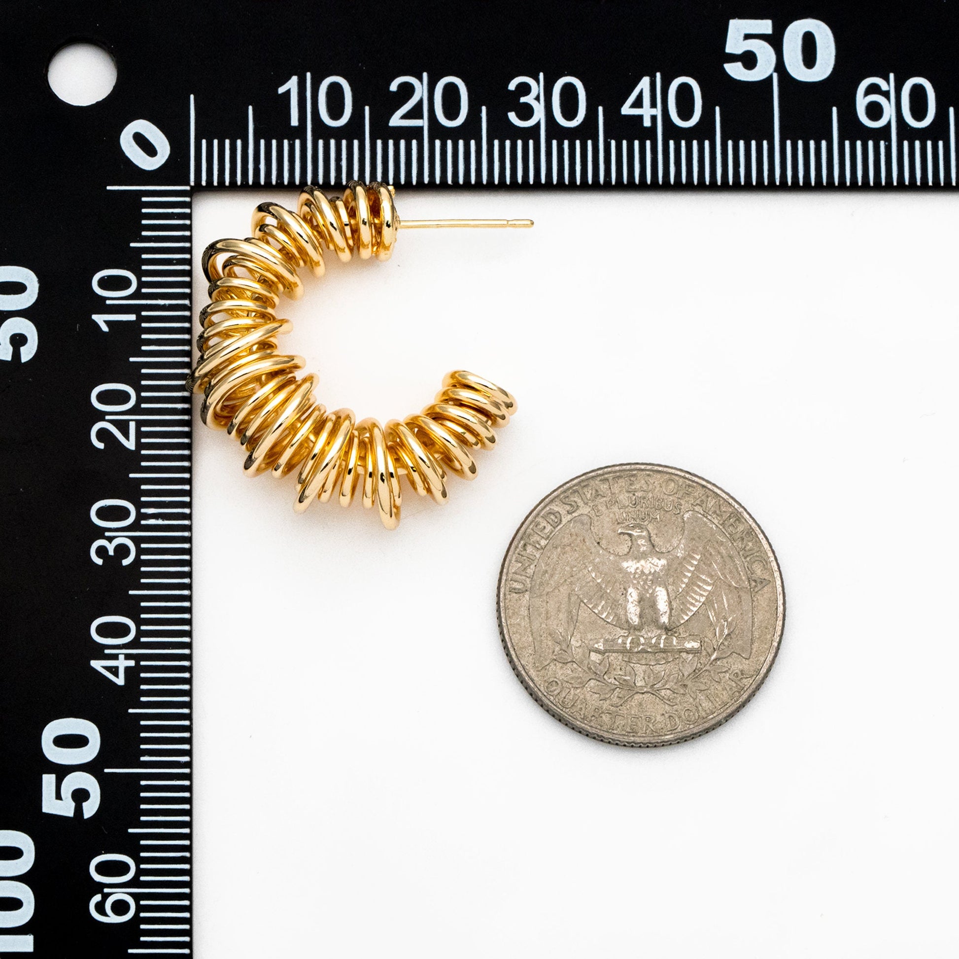 4pcs Gold/ Silver Round Circle Ear Posts 28mm, Twisted Wire Stud Earrings, Geometric Hoop Earrings (GB-3760)