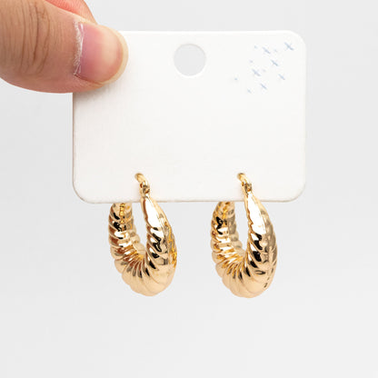 4pcs Gold U-Shaped Earrings 29x25mm, Real Gold plated Brass, Minimalist Hoop Earrings (GB-3762)