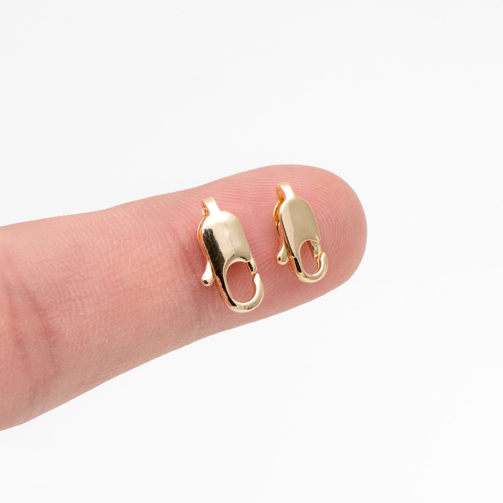 20pcs Gold/ Silver Lobster Claw Clasps 10/ 12mm, Real Gold/ rhodium plated Brass, Necklace Bracelet Charm Clasps (GB-3764)