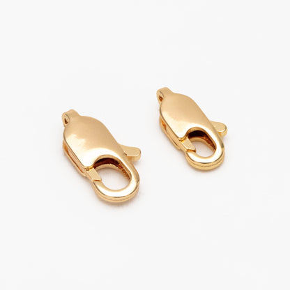 20pcs Gold/ Silver Lobster Claw Clasps 10/ 12mm, Real Gold/ rhodium plated Brass, Necklace Bracelet Charm Clasps (GB-3764)