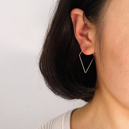 10pcs Gold/ Silver tone Geometric Hoop Earring 35x23mm, 18K Gold/ Rhodium plated Brass, Ear Wire Components (GB-705)