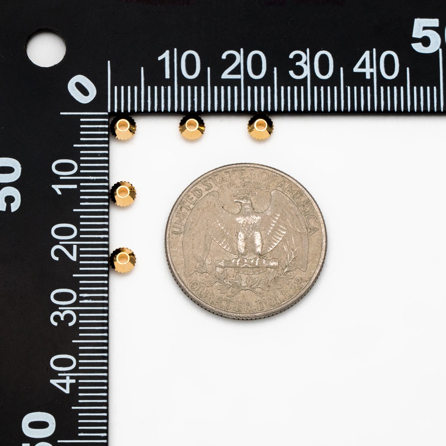 20pcs Gold Gear Round Spacer Beads 4mm, Jewelry Making Supplies Wholesale (GB-3795)