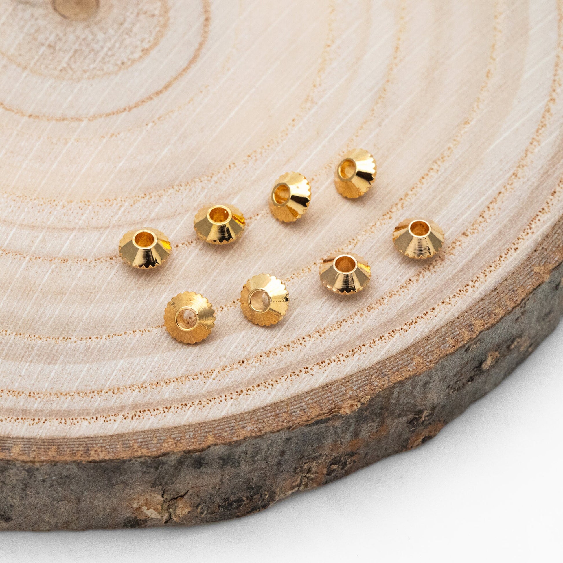 20pcs Gold Gear Round Spacer Beads 4mm, Jewelry Making Supplies Wholesale (GB-3795)