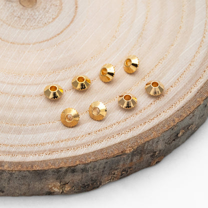 20pcs Gold Gear Round Spacer Beads 4mm, Jewelry Making Supplies Wholesale (GB-3795)