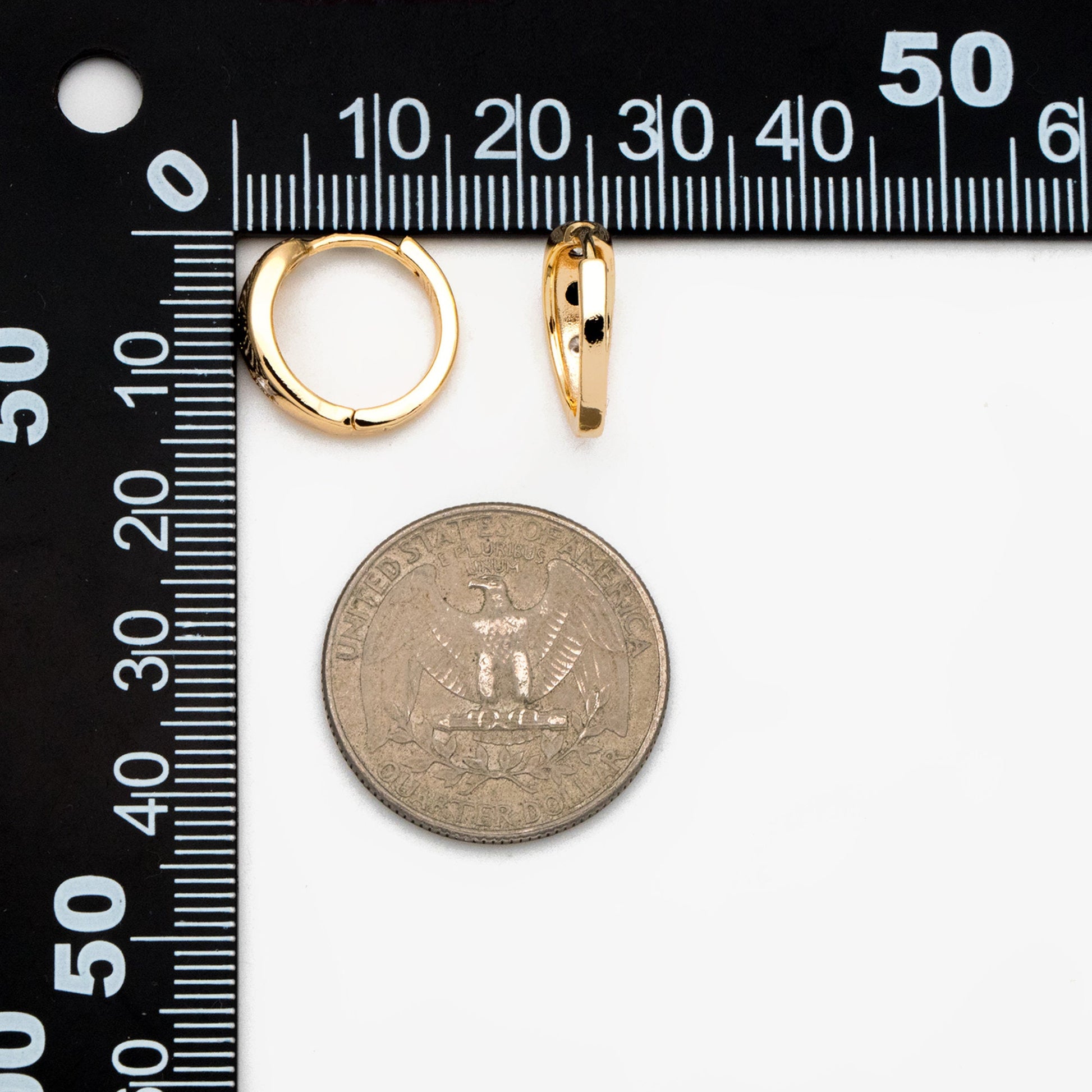 4pcs Black/ Blue CZ Pave Sun Hoop Earrings, Dainty Huggie Earrings, Minimalist Earring, Gold Hoops Earring (GB-3800)