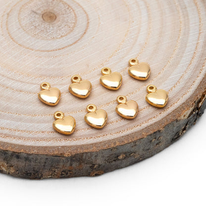 10pcs Gold Heart Charm 8x6mm, 18K Gold plated Brass, Jewelry Making, Diy Material, Jewelry Supplies (GB-3803)