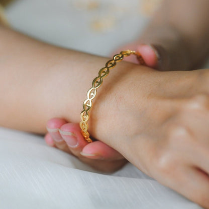 1pcs Gold Evil Eye Bangle Bracelet, Stackable Bracelets, Adjustable Eye Bracelet (#GB-3521)