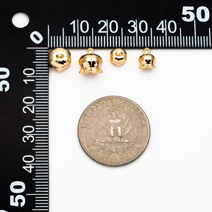 10pcs Gold Flower Charms, 18K Real Gold plated Brass, Lily Of The Valley, Flower Bead Cap (GB-3799)