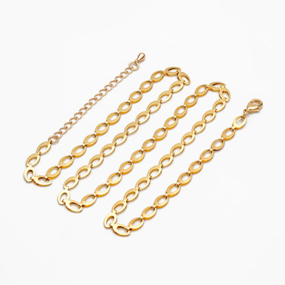 Gold/ Silver Tone Dainty Specialty Chains 4mm, Finished Bracelet/ Anklet/ Necklace with Extender Chain, Ready to Wear (#LK-232)
