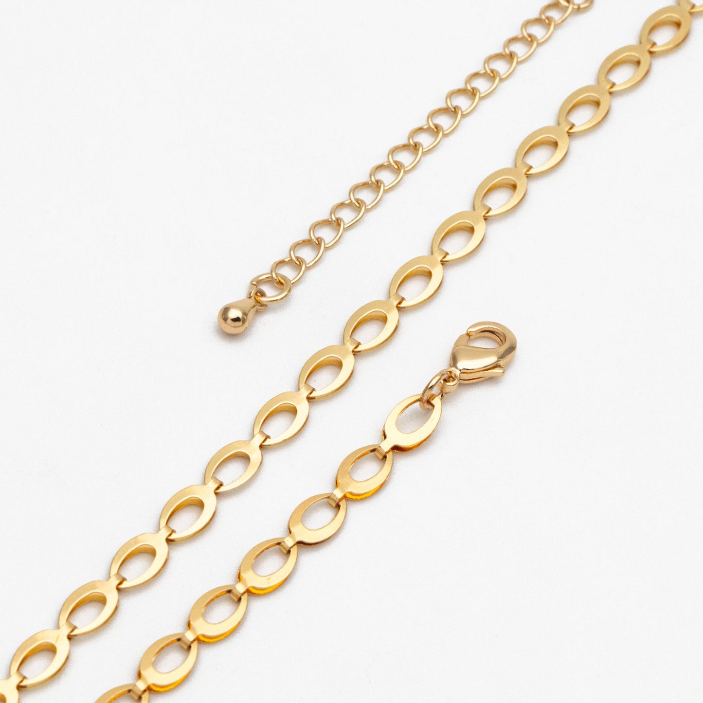 Gold/ Silver Tone Dainty Specialty Chains 4mm, Finished Bracelet/ Anklet/ Necklace with Extender Chain, Ready to Wear (#LK-232)