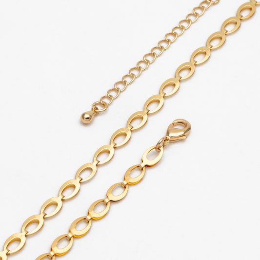 Gold/ Silver Tone Dainty Specialty Chains 4mm, Finished Bracelet/ Anklet/ Necklace with Extender Chain, Ready to Wear (#LK-232)
