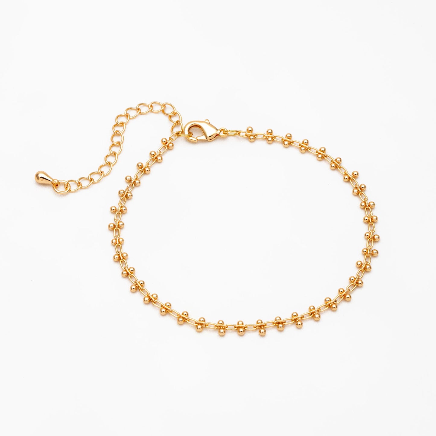 Gold/ Silver Tone Beaded Cable Chains 3.3mm, Finished Bracelet/ Anklet/ Necklace with Extender Chain, Ready to Wear (#LK-237)