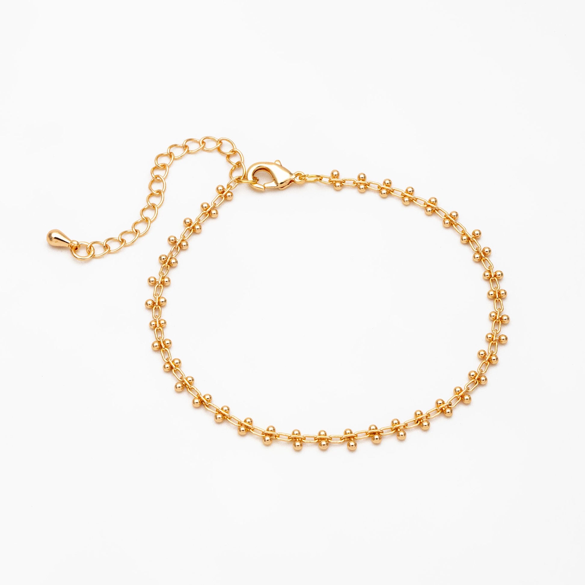 Gold/ Silver Tone Beaded Cable Chains 3.3mm, Finished Bracelet/ Anklet/ Necklace with Extender Chain, Ready to Wear (#LK-237)