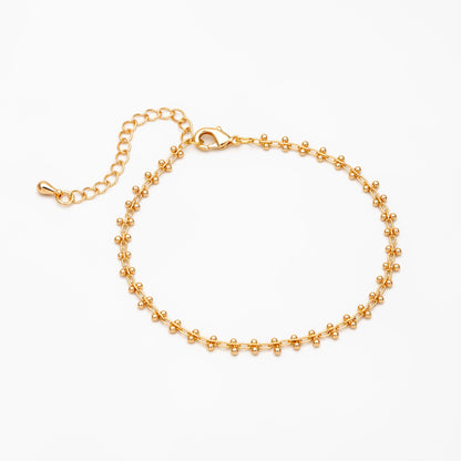 Gold/ Silver Tone Beaded Cable Chains 3.3mm, Finished Bracelet/ Anklet/ Necklace with Extender Chain, Ready to Wear (#LK-237)