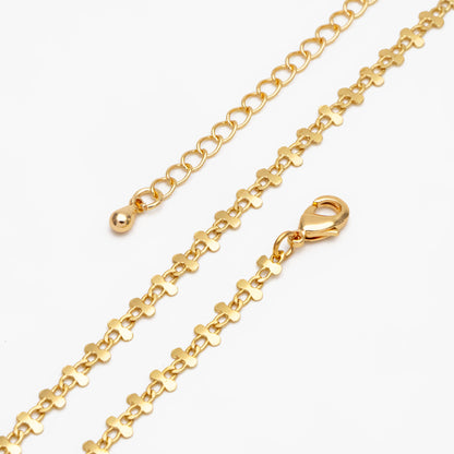 Gold plated Brass Floral Specialty Chain 3.6mm, Finished Bracelet/ Necklace with Extender Chain, Ready to Wear (#LK-242-1)