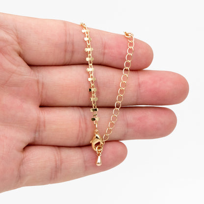 Gold plated Brass Floral Specialty Chain 3.6mm, Finished Bracelet/ Necklace with Extender Chain, Ready to Wear (#LK-242-1)