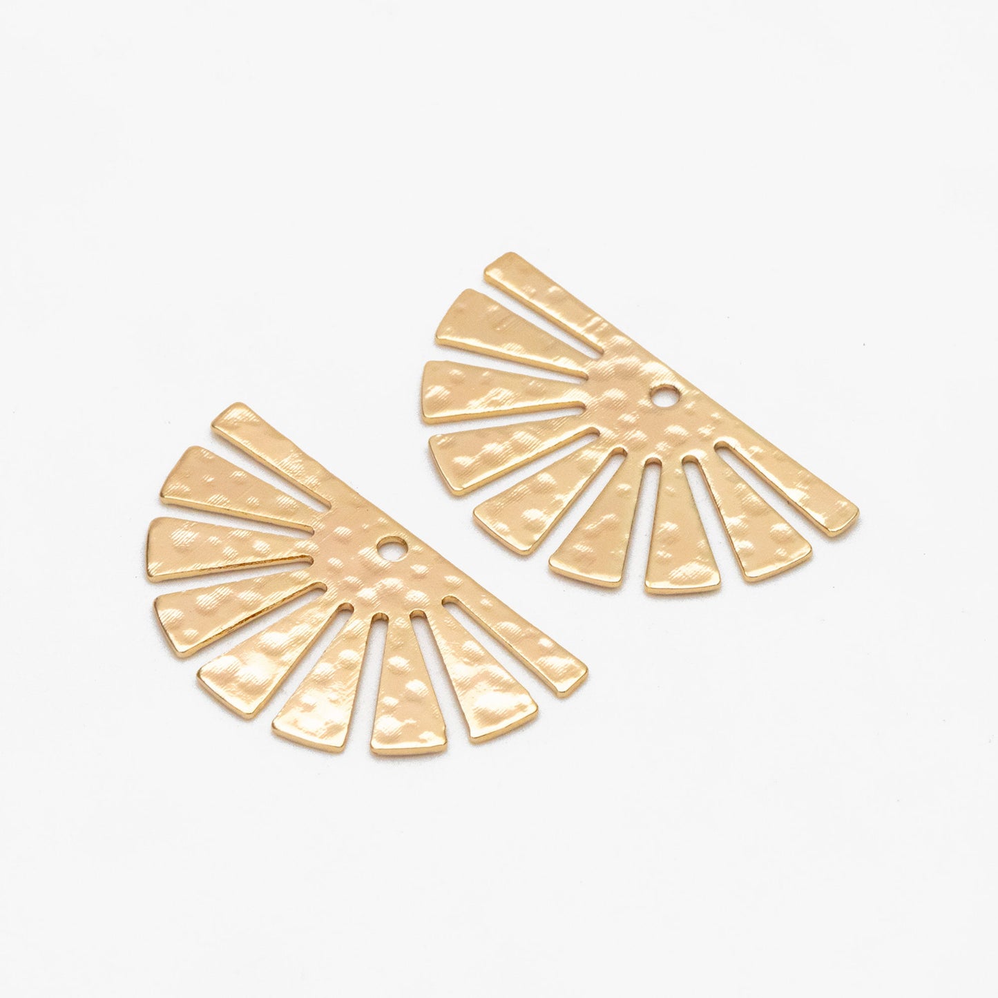 10pcs Gold/ Silver Hammered Half Sun Charm 14x25mm, 18K Gold/ Rhodium Plated Brass, Jewelry Making, Diy Material,Jewelry Supplies(GB-1404-C)