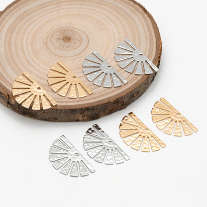 10pcs Gold/ Silver Hammered Half Sun Charm 14x25mm, 18K Gold/ Rhodium Plated Brass, Jewelry Making, Diy Material,Jewelry Supplies(GB-1404-C)