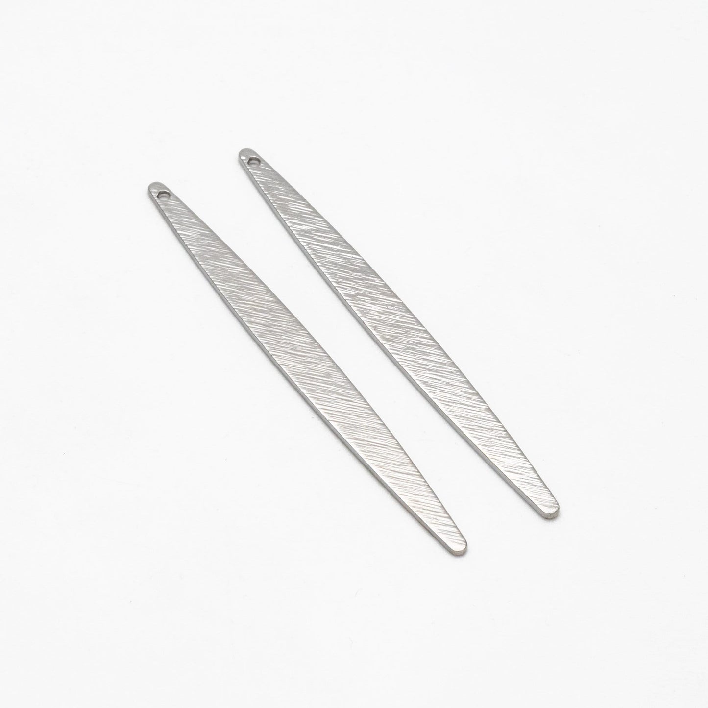 10pcs Gold/ Silver Brushed Long Oval Charms 62x5.5mm, 18K Gold/ Rhodium Plated Brass Earring Supply (GB-3817-I)