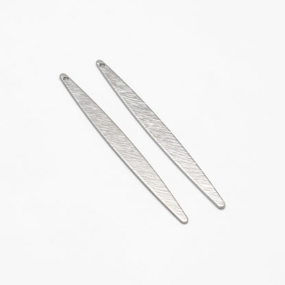 10pcs Gold/ Silver Brushed Long Oval Charms 62x5.5mm, 18K Gold/ Rhodium Plated Brass Earring Supply (GB-3817-I)