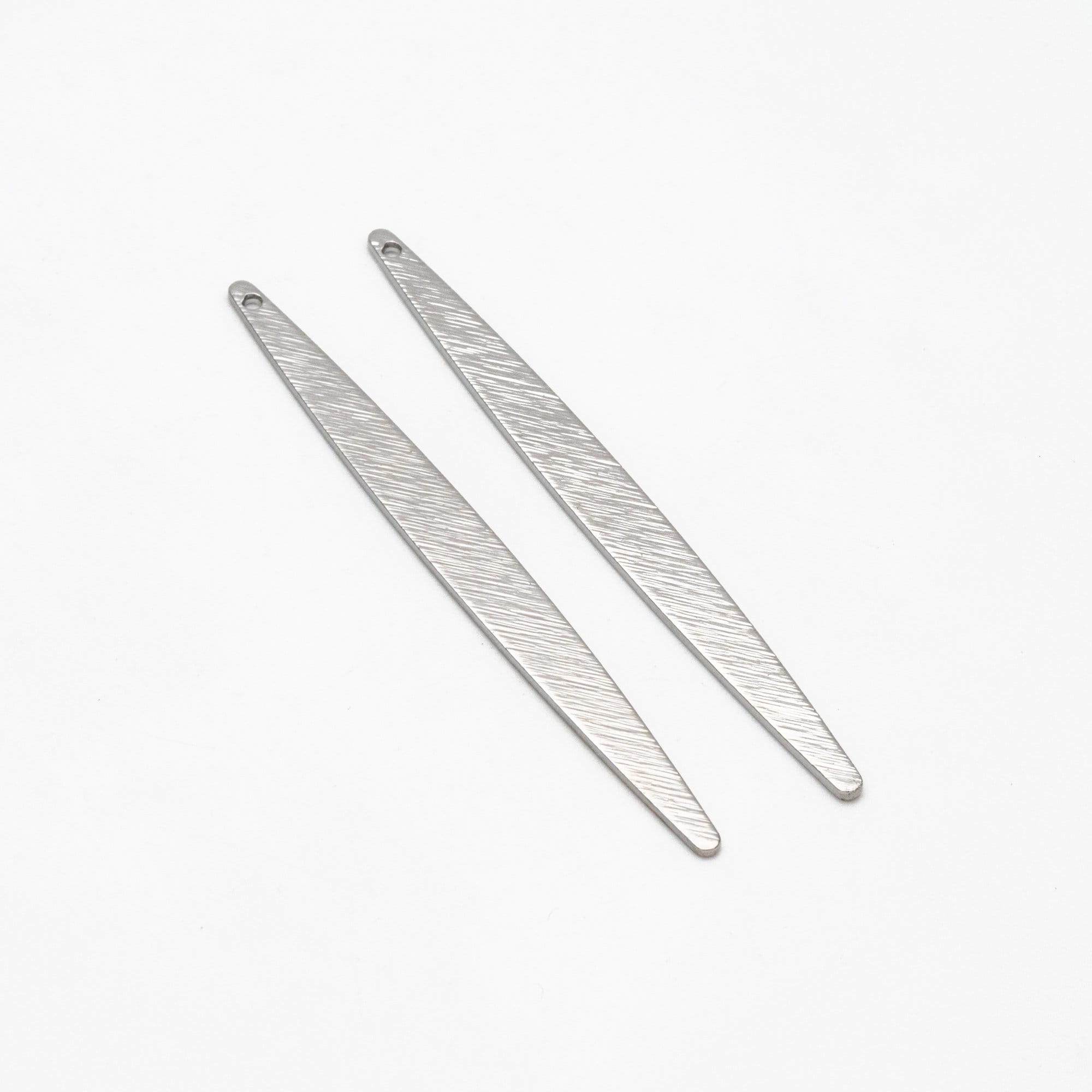 10pcs Gold/ Silver Brushed Long Oval Charms 62x5.5mm, 18K Gold/ Rhodium Plated Brass Earring Supply (GB-3817-I)