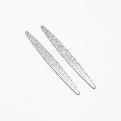 10pcs Gold/ Silver Brushed Long Oval Charms 62x5.5mm, 18K Gold/ Rhodium Plated Brass Earring Supply (GB-3817-I)