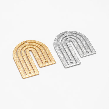 10pcs Gold/ Silver Brushed U Shaped Charm Connectors 27x23mm, 18K Gold/ Rhodium Plated Brass Earring Findings(GB-3817-K)