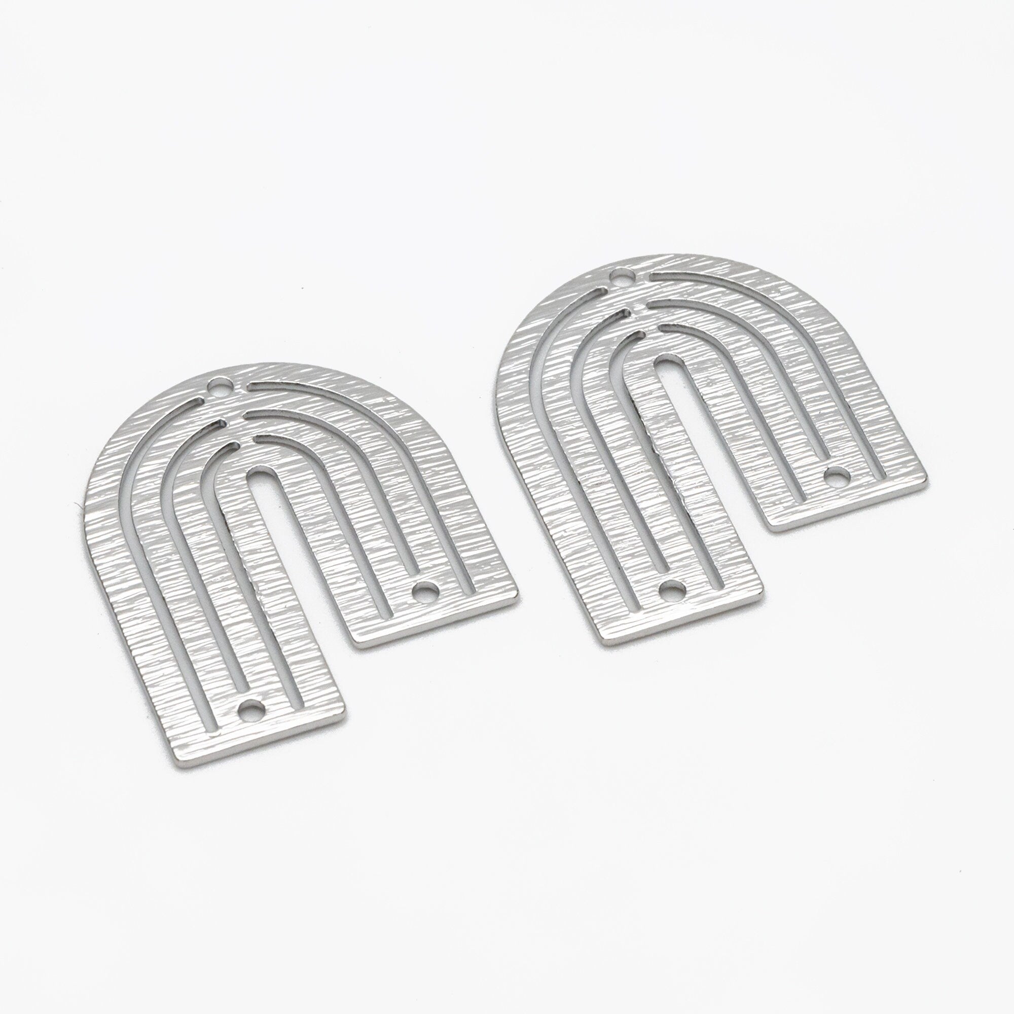 10pcs Gold/ Silver Brushed U Shaped Charm Connectors 27x23mm, 18K Gold/ Rhodium Plated Brass Earring Findings(GB-3817-K)