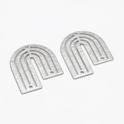 10pcs Gold/ Silver Brushed U Shaped Charm Connectors 27x23mm, 18K Gold/ Rhodium Plated Brass Earring Findings(GB-3817-K)