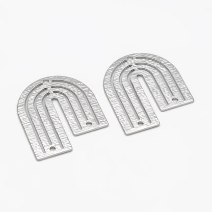 10pcs Gold/ Silver Brushed U Shaped Charm Connectors 27x23mm, 18K Gold/ Rhodium Plated Brass Earring Findings(GB-3817-K)