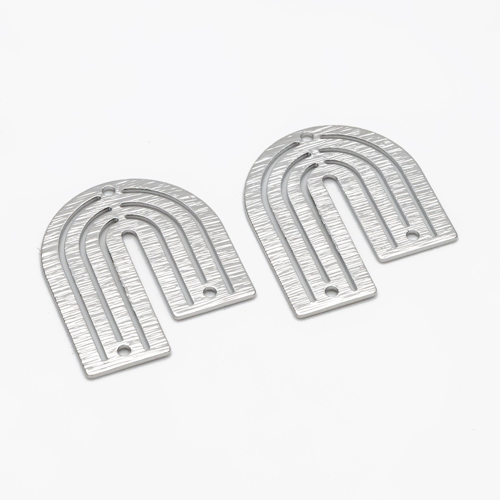 10pcs Gold/ Silver Brushed U Shaped Charm Connectors 27x23mm, 18K Gold/ Rhodium Plated Brass Earring Findings(GB-3817-K)