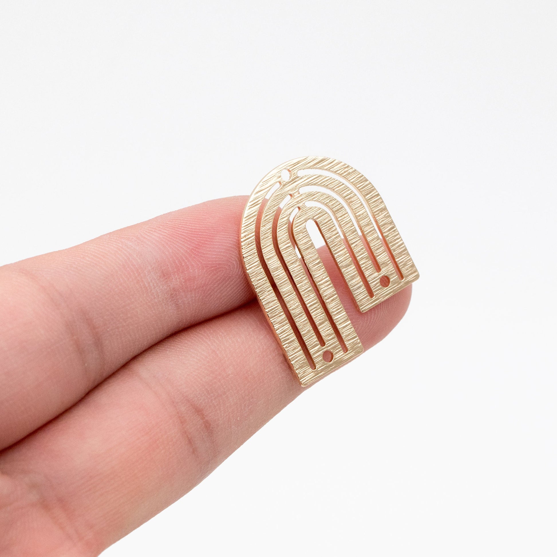 10pcs Gold/ Silver Brushed U Shaped Charm Connectors 27x23mm, 18K Gold/ Rhodium Plated Brass Earring Findings(GB-3817-K)