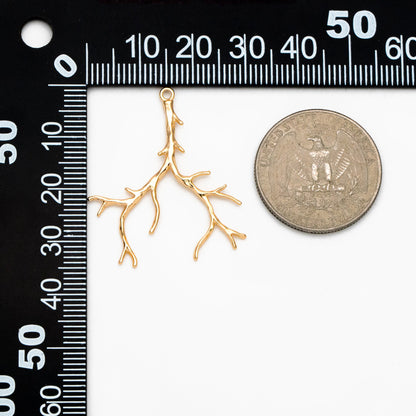 4pcs Gold Branch Charms, 18K Gold plated Brass, Jewelry Making, Diy Material, Jewelry Supplies (GB-2672-B)