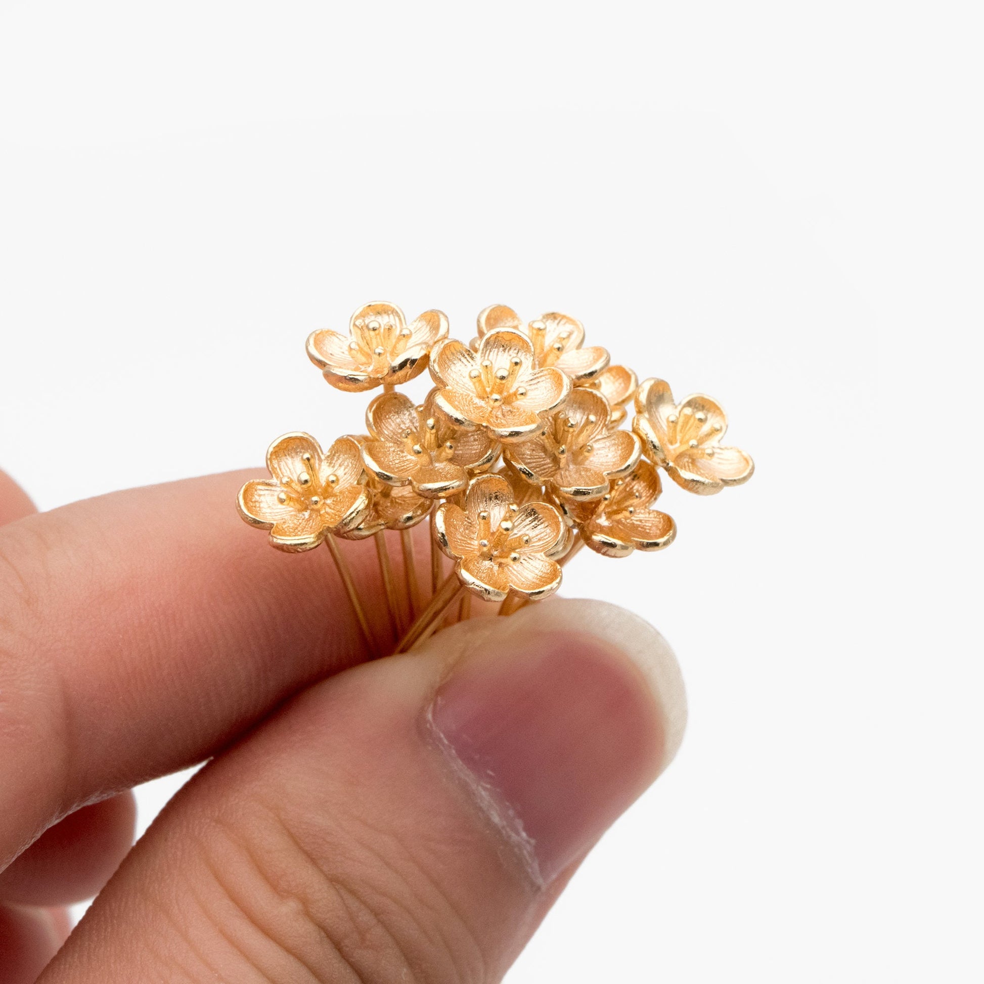 10pcs Gold Flower Head Pins, Gold plated Brass Headpins (GB-3773)