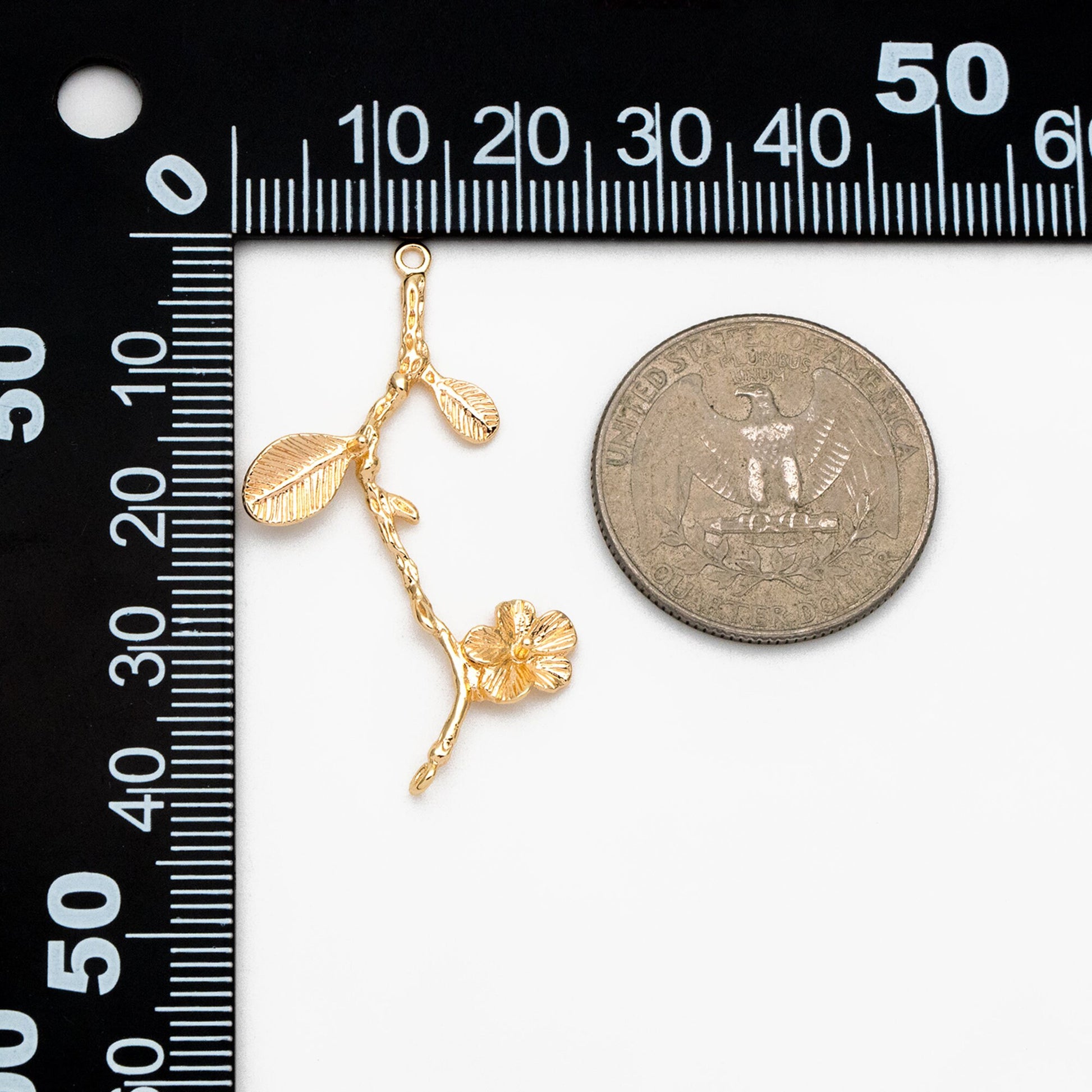 10pcs Gold Branch Connector, 18K Gold plated Brass Flower Charms, Peg Pearl Findings (GB-3622-H)