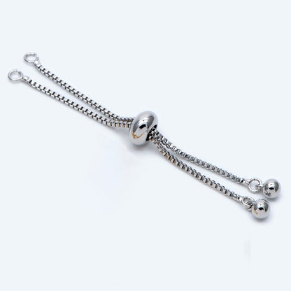 10pcs Gold/ Silver Sliding Adjustable Bracelet Making Chains, Half-finished Bracelet with Rubber Stopper Beads (GB-269-A)