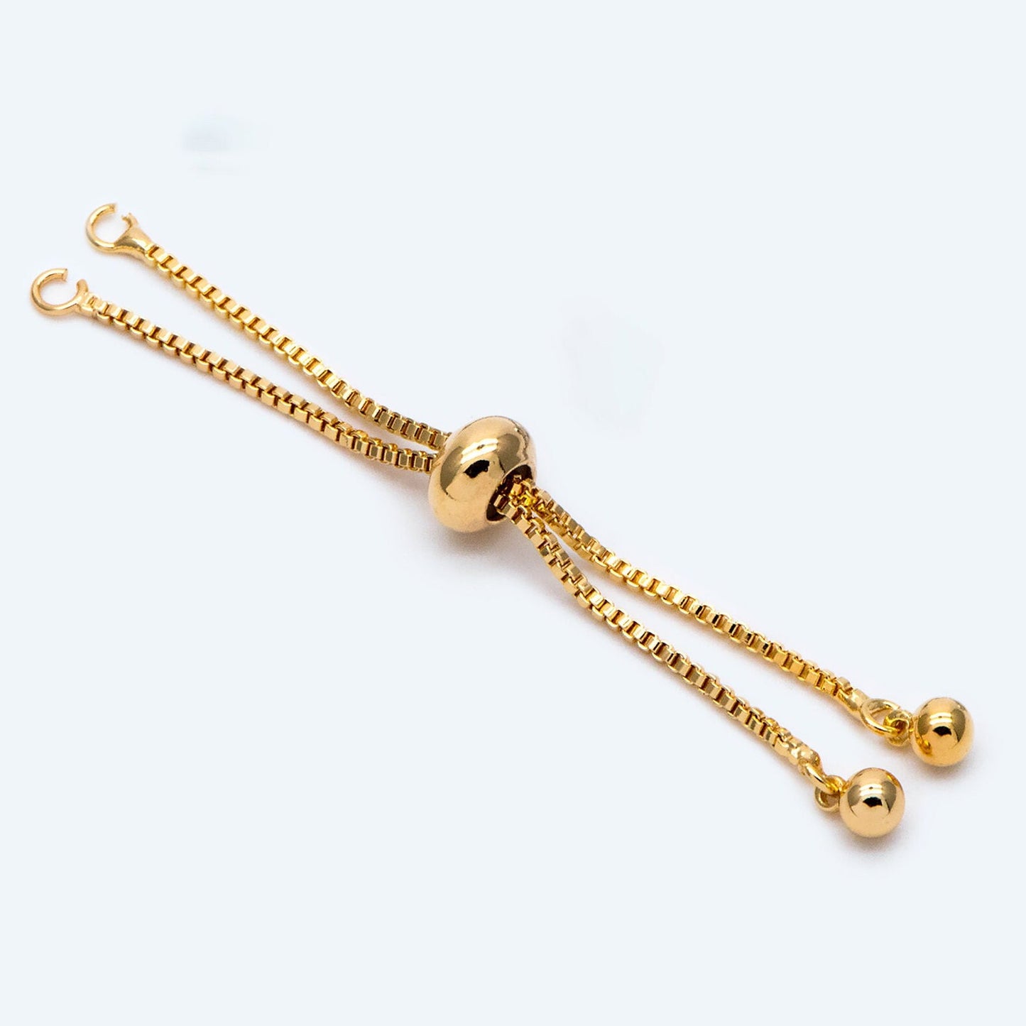 10pcs Gold/ Silver Sliding Adjustable Bracelet Making Chains, Half-finished Bracelet with Rubber Stopper Beads (GB-269-A)