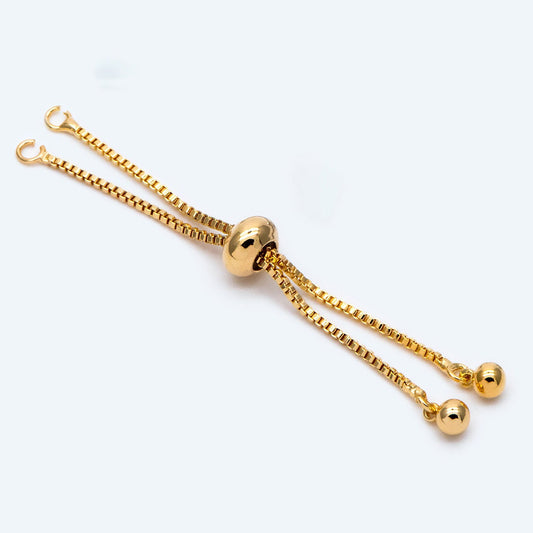 10pcs Gold/ Silver Sliding Adjustable Bracelet Making Chains, Half-finished Bracelet with Rubber Stopper Beads (GB-269-A)