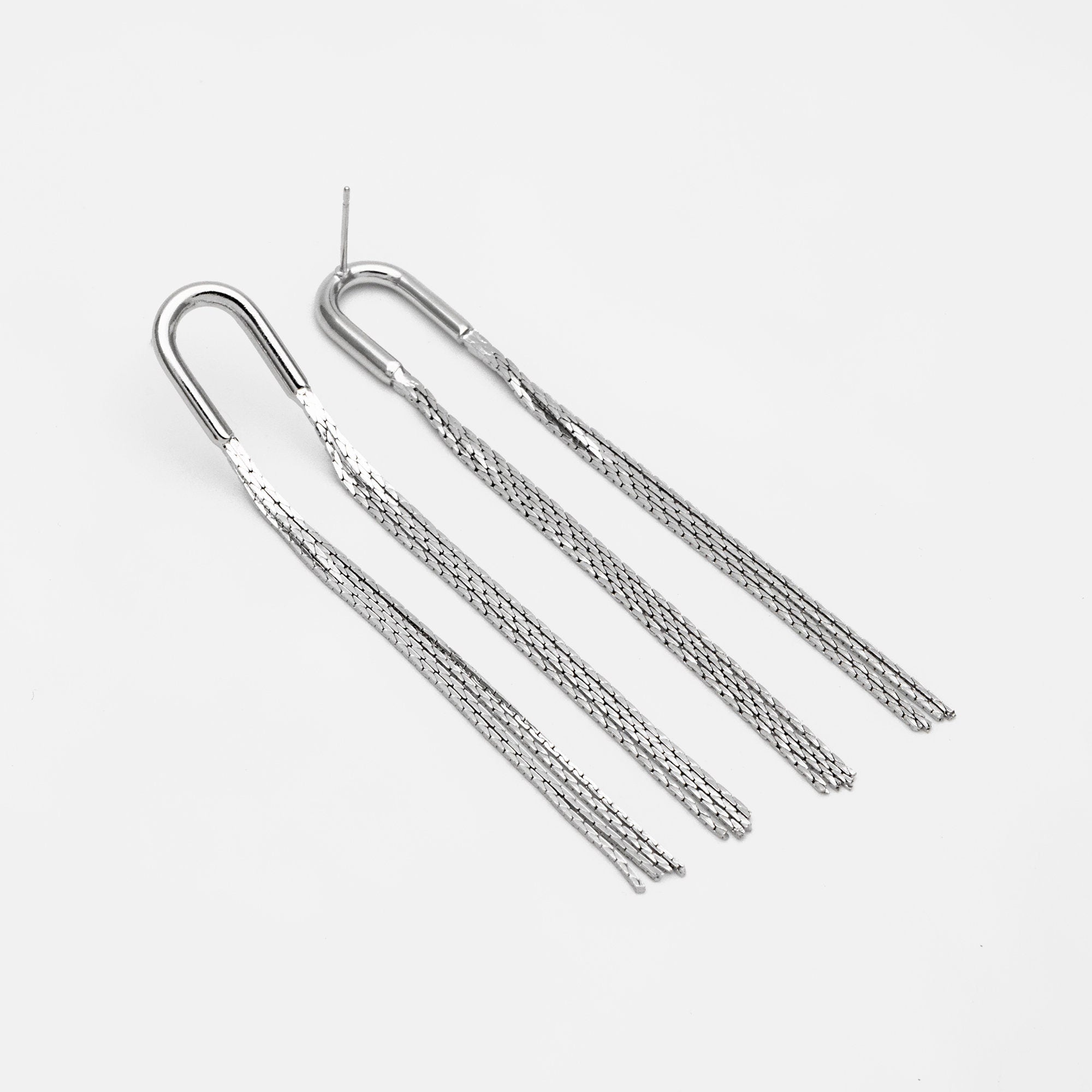 4pcs Chain Tassel Earrings, Tassel Stud Earring, Gold/ Silver Tone Dangling Earrings, Minimalist Tassel Earrings (GB-2867)