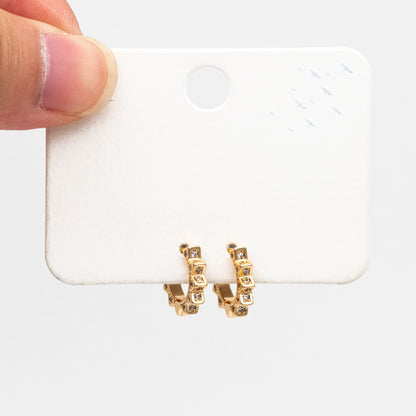 4pcs CZ Pave Gold/ Silver Sun Hoop Earrings, Dainty Huggie Earrings, Minimalist Earring, Hoops Earring (GB-3826-A)