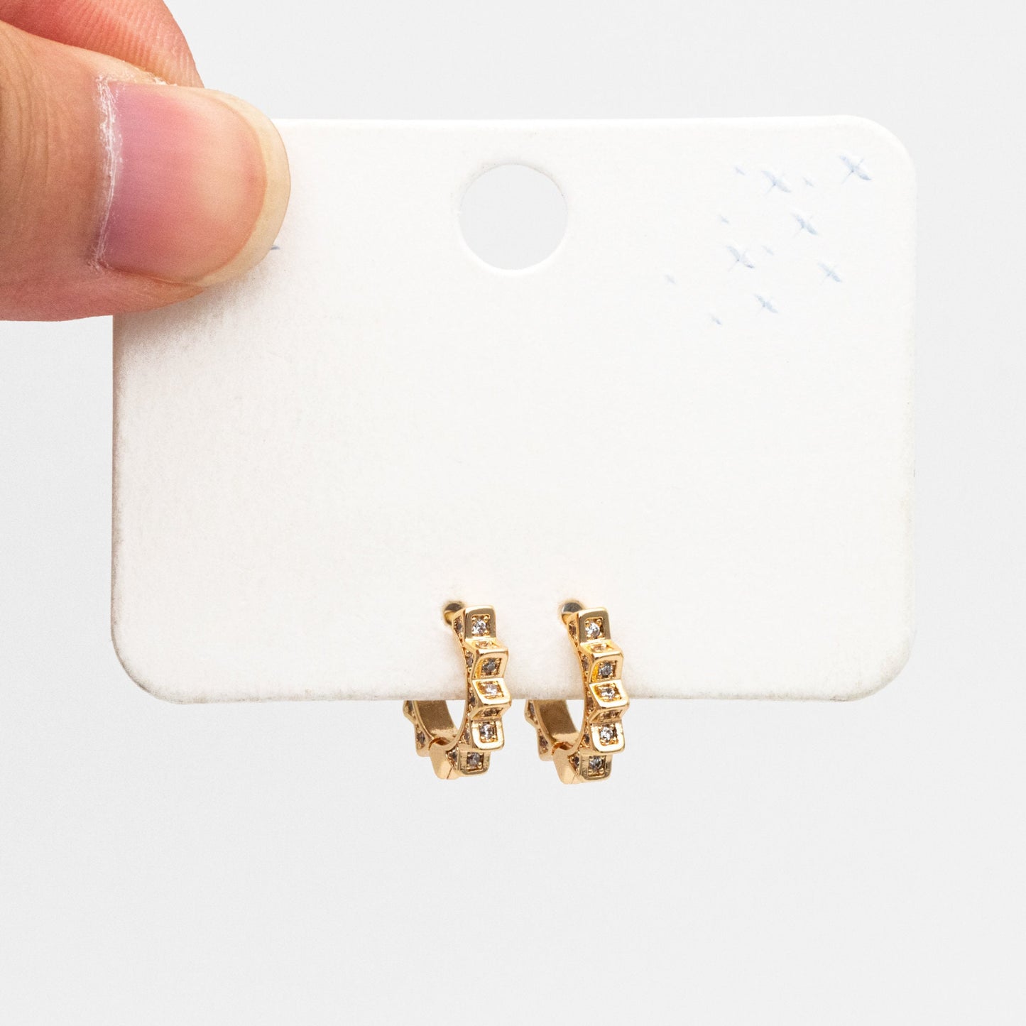 4pcs CZ Pave Gold/ Silver Sun Hoop Earrings, Dainty Huggie Earrings, Minimalist Earring, Hoops Earring (GB-3826-A)