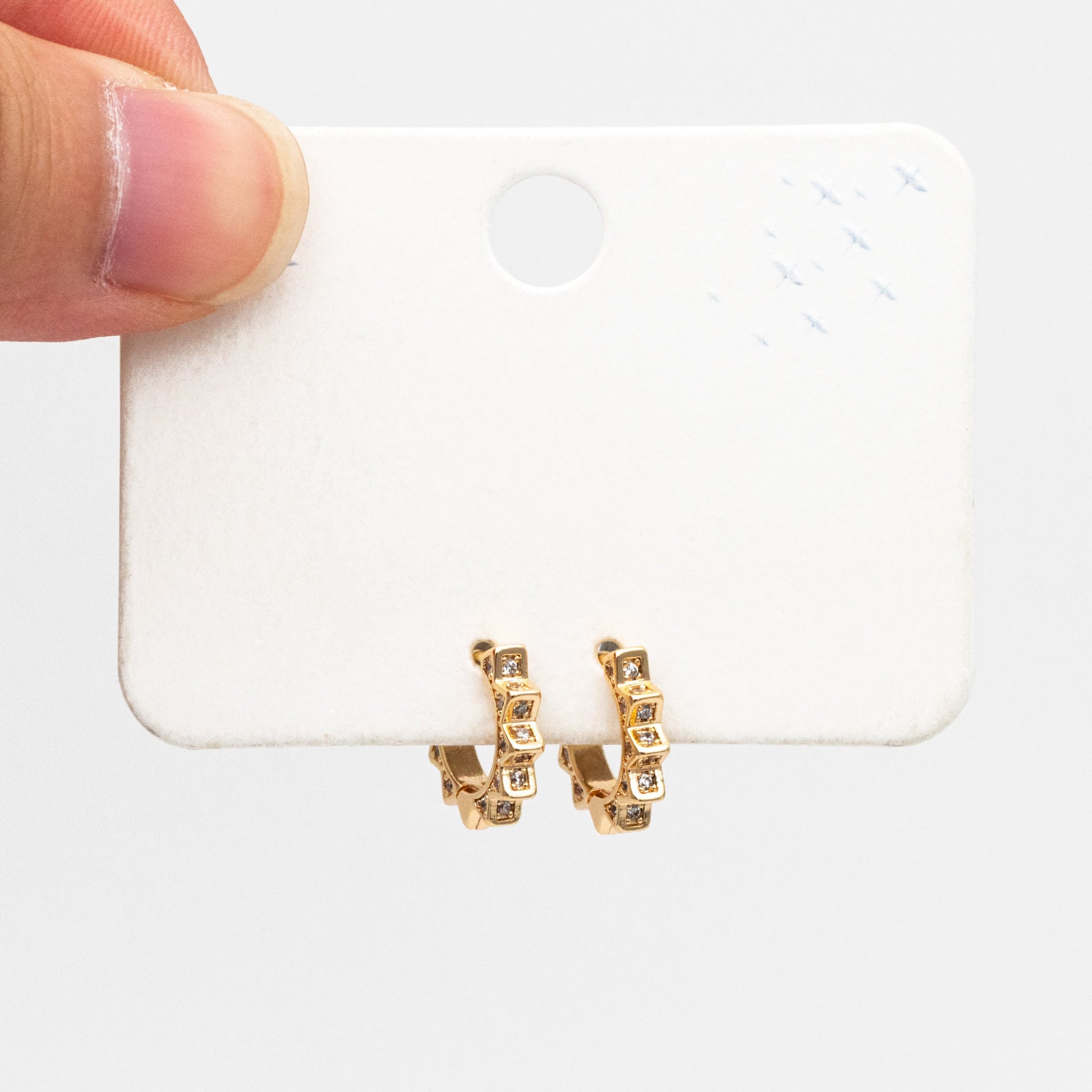 4pcs CZ Pave Gold/ Silver Sun Hoop Earrings, Dainty Huggie Earrings, Minimalist Earring, Hoops Earring (GB-3826-A)