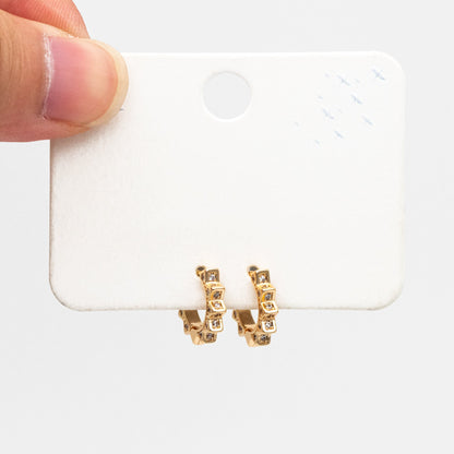 4pcs CZ Pave Gold/ Silver Sun Hoop Earrings, Dainty Huggie Earrings, Minimalist Earring, Hoops Earring (GB-3826-A)