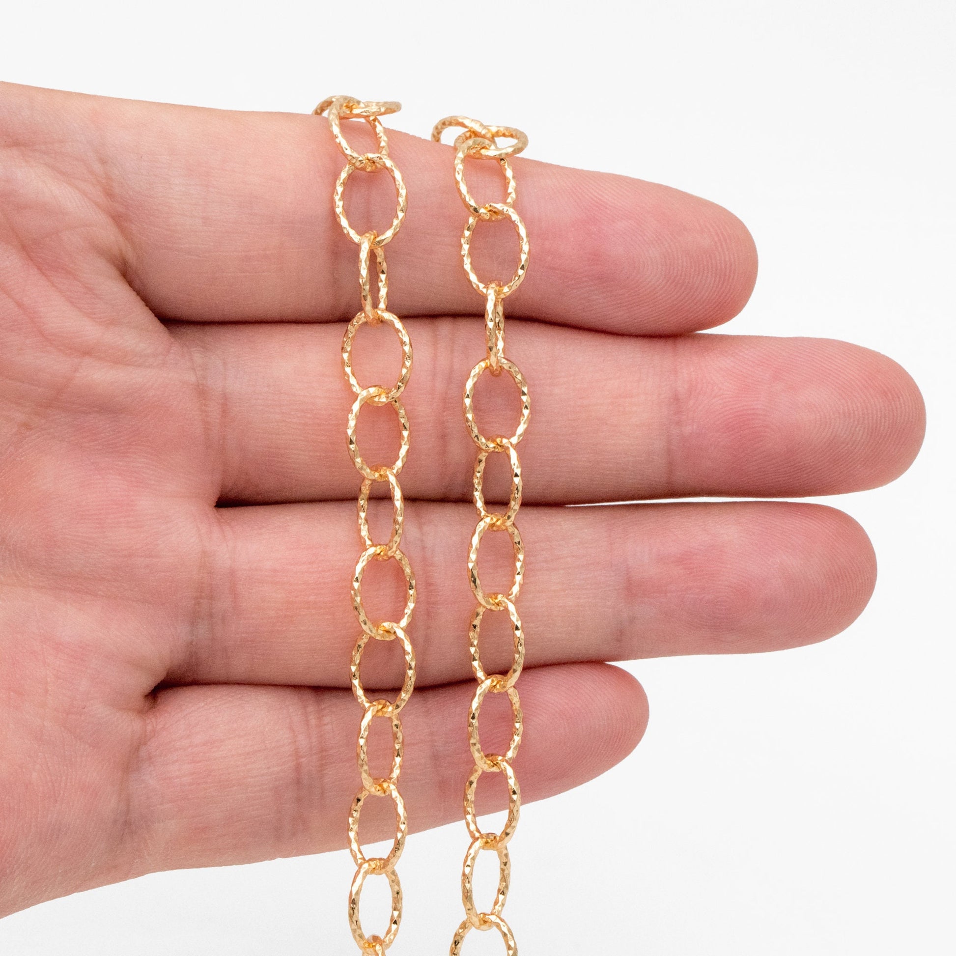 Gold Oval Cable Chain, 18K Gold plated Brass, Oval Link Chain, Jewelry Supplies (#LK-592)/ 1 Meter=3.3ft