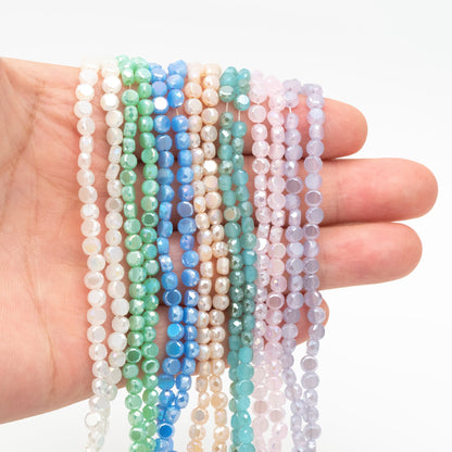 130pcs Rondelle Coin Glass Beads, Crystal Round Button Beads 4mm (TS-124)