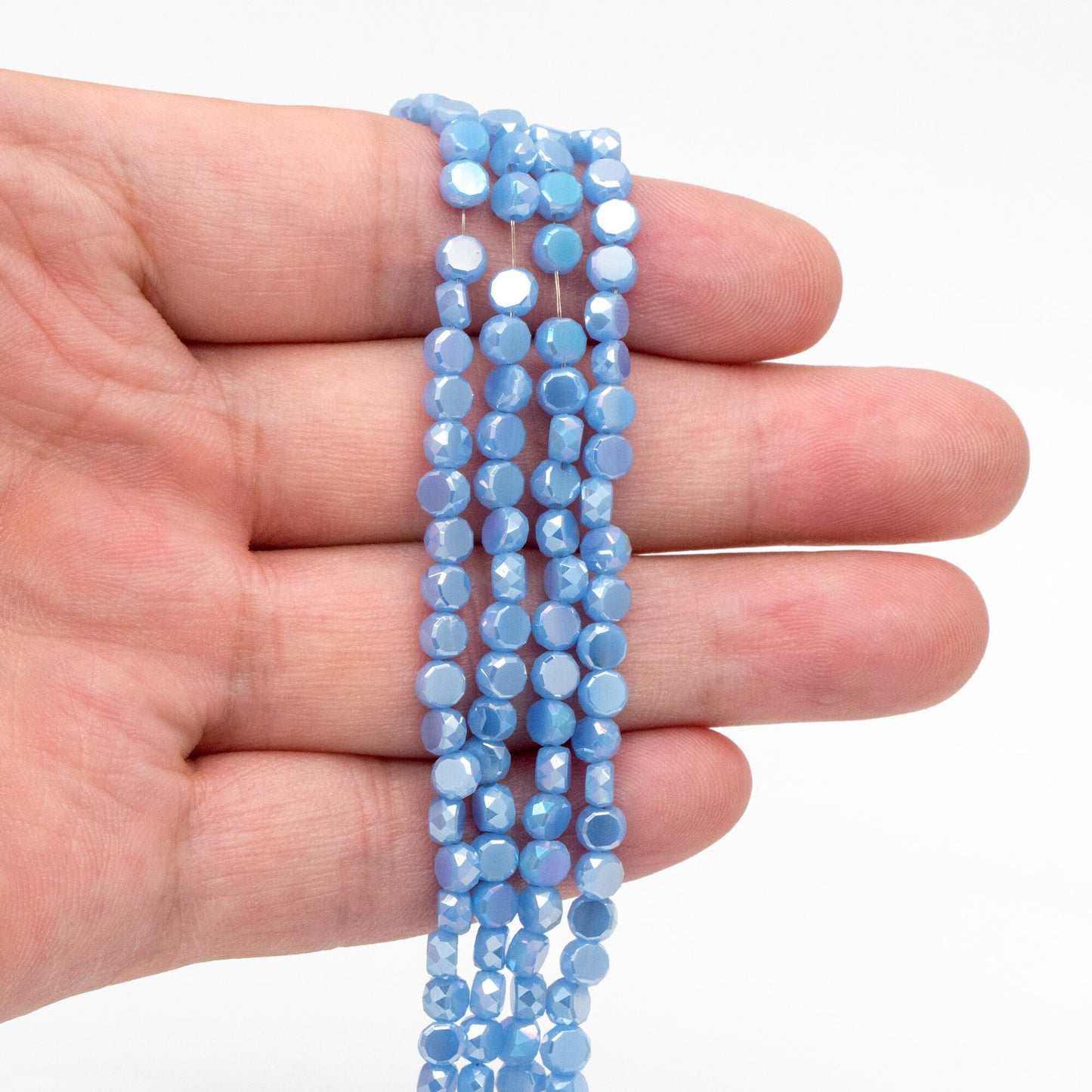 130pcs Rondelle Coin Glass Beads, Crystal Round Button Beads 4mm (TS-124)