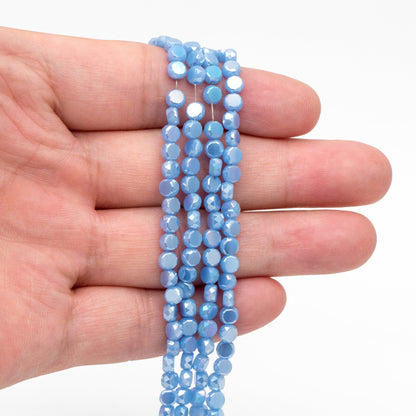 130pcs Rondelle Coin Glass Beads, Crystal Round Button Beads 4mm (TS-124)