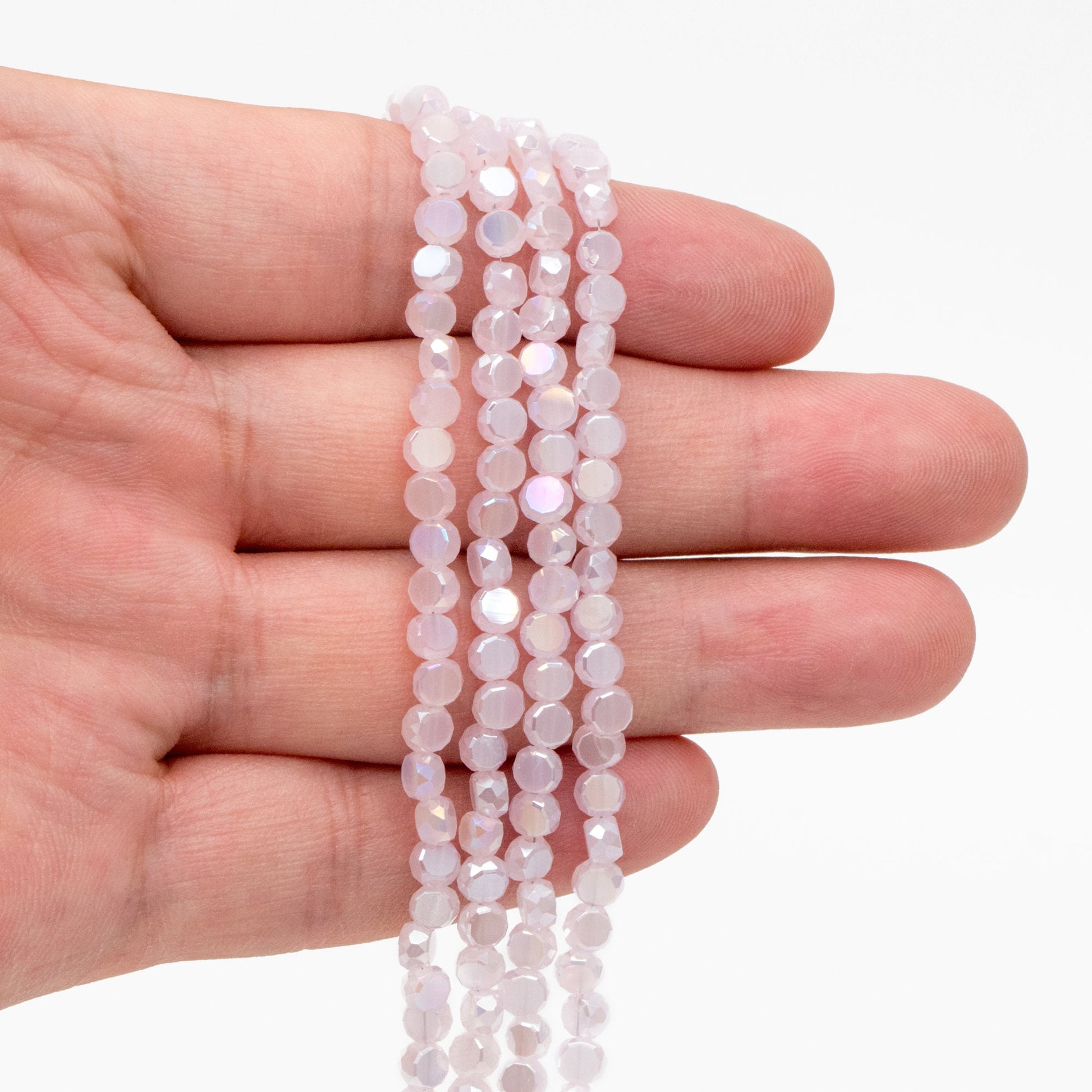 130pcs Rondelle Coin Glass Beads, Crystal Round Button Beads 4mm (TS-124)