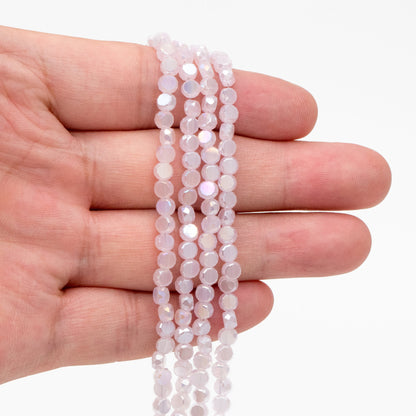 130pcs Rondelle Coin Glass Beads, Crystal Round Button Beads 4mm (TS-124)