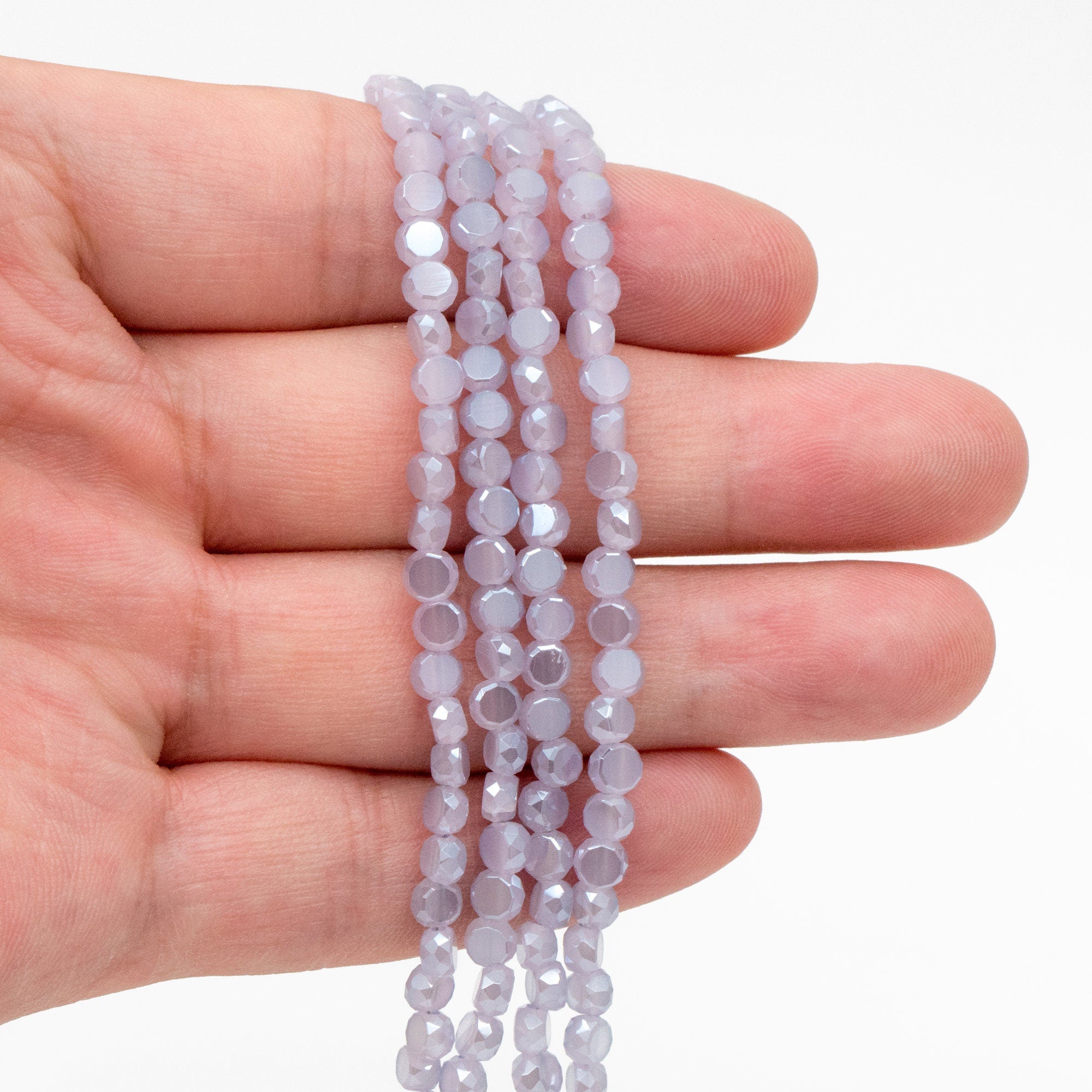 130pcs Rondelle Coin Glass Beads, Crystal Round Button Beads 4mm (TS-124)